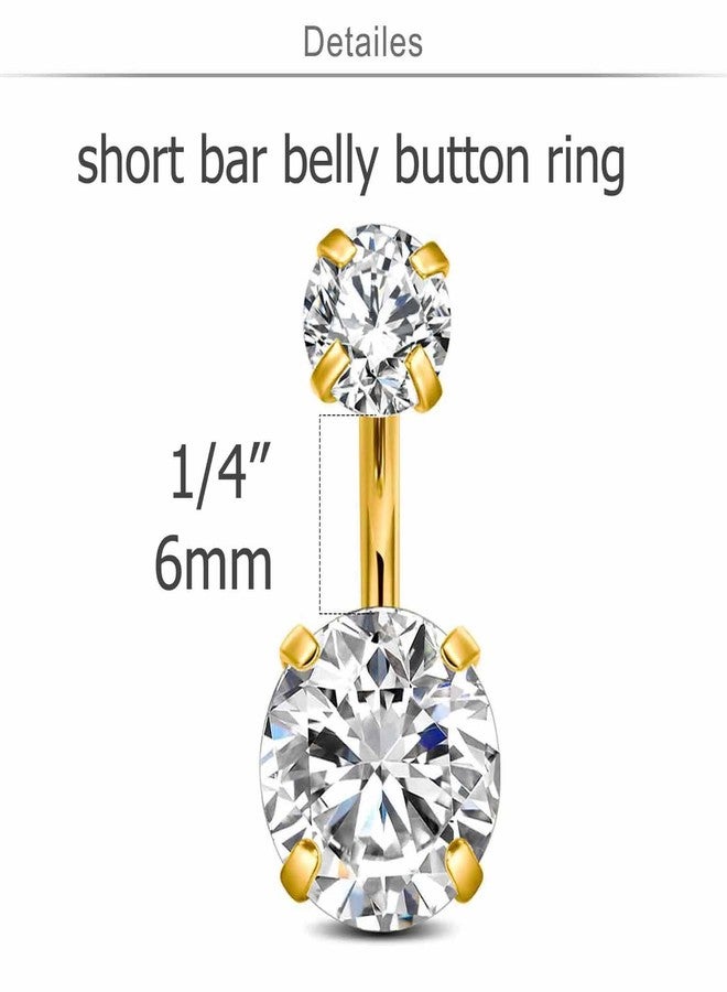 QWALIT حلقات سرة قصيرة من كواليت، 6 مم، مصنوعة من الفولاذ الجراحي، حلقات سرة قصيرة، 6 مم، حلقات سرة ذهبية على شكل قلب، ثقب السرة للنساء - Image 2